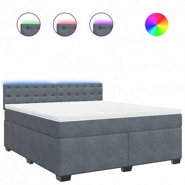 vidaXL Box spring postel s matrací tmavě šedá 180x200 cm samet