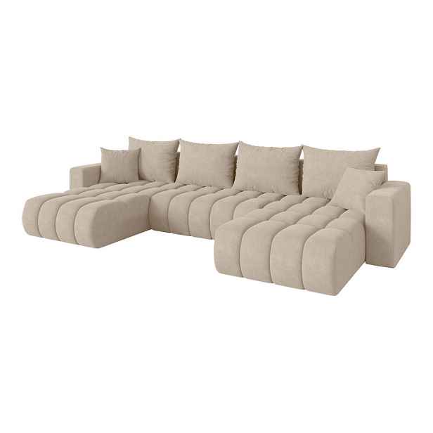 ALTDECOR SEDACÍ SOUPRAVA DO U s funkcí spaní a úložným prostorem MILA-U-v1 378x194x86 béžová velur