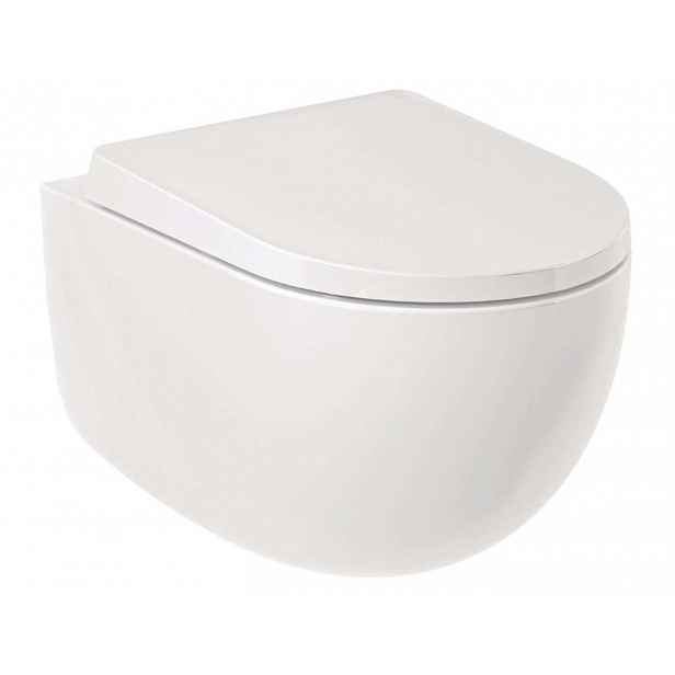 Kludi Resa D - Závěsné WC se sedátkem SoftClose, Rimless, Spiralflush, lesklá bílá 24WCSET43
