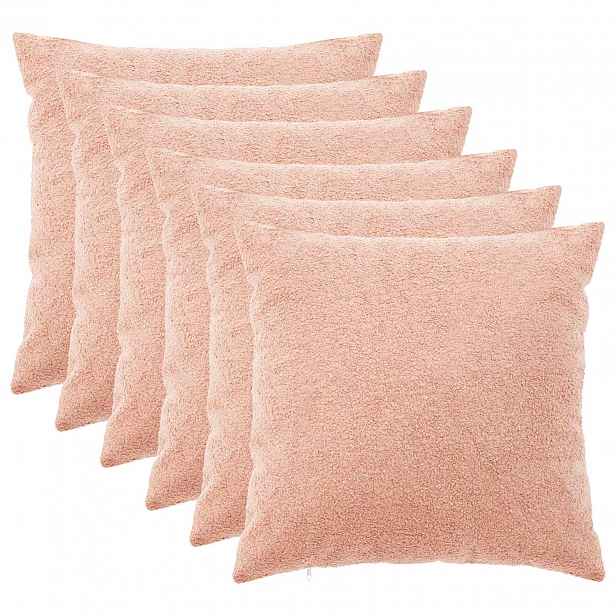 vidaXL Povlak na polštář 6 pcs HEERLEN Růžová 65 x 65 cm Bouclé