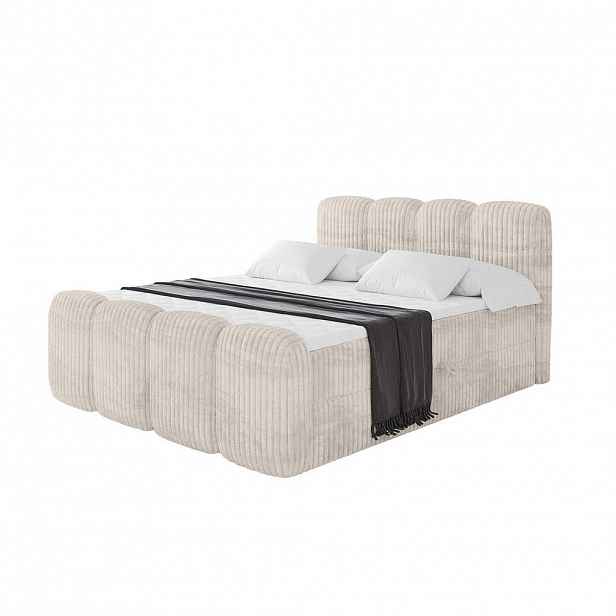 ALTDECOR AMERICKÁ postel s matrací H4 a lamelovým roštem – NINA-Z – 200 x 200 cm – krémová