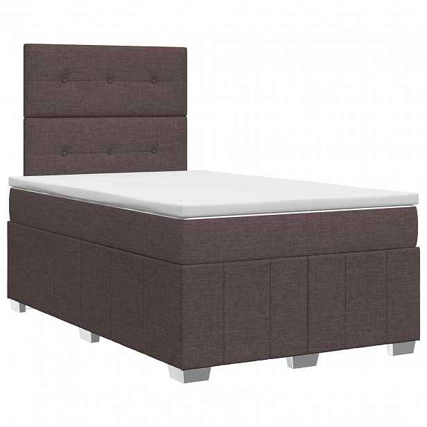 vidaXL Postel boxspring s matrací Tmavě hnědá 120 x 190 cm Textil