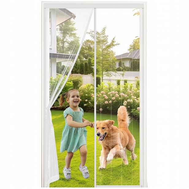 Moskytiéra 110x220 síťka na dveře bez vrtání, bílá