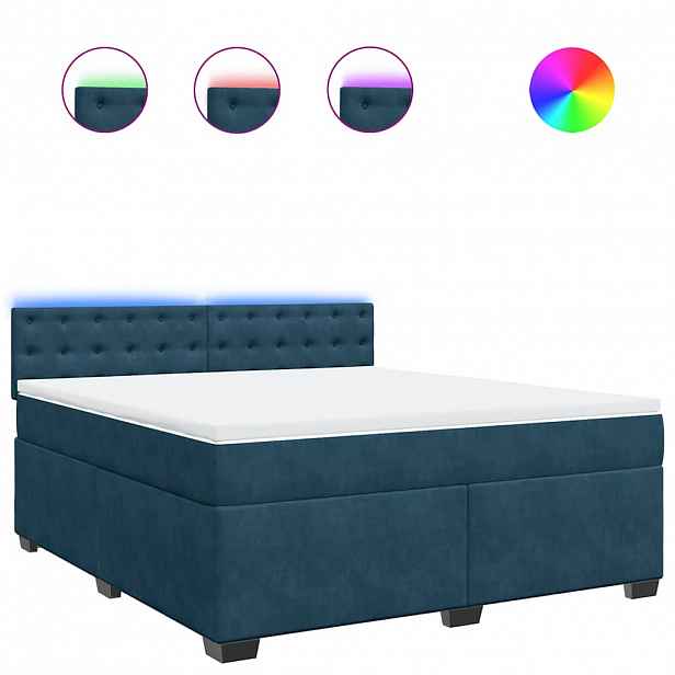 vidaXL Box spring postel s matrací modrá 180 x 200 cm samet
