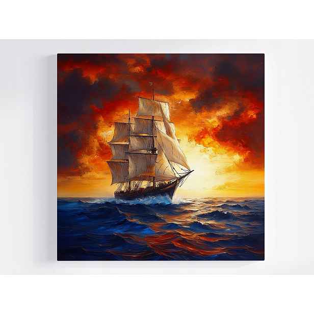 Obraz Na Plátně Canvas Moře Oceán Loď Plachetnice Slunce Západ 50x50