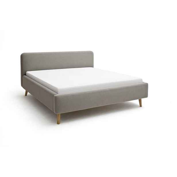 Taupe čalouněná dvoulůžková postel s úložným prostorem s roštem 180x200 cm Mattis – Meise Möbel