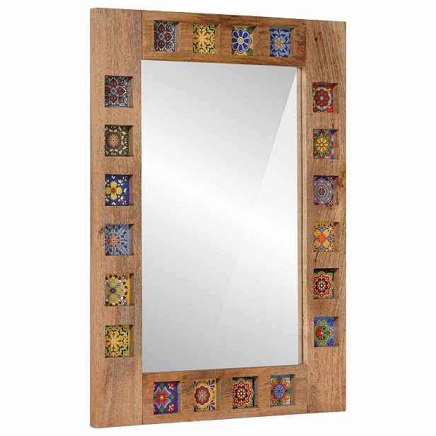 vidaXL Koupelnové zrcadlo s úložištěm Přírodní 50 x 70 x 3 cm