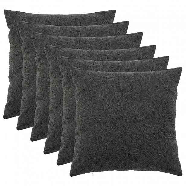 vidaXL Povlak na polštář 6 pcs HEERLEN Tmavě šedá 65 x 65 cm Bouclé