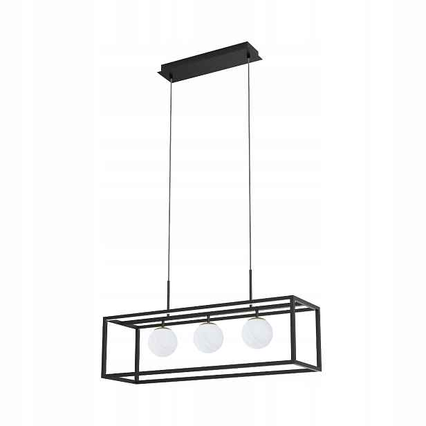Závěsná Led lampa černá skleněná bílá koule moderní 3 body 88 bodů Zuma Line
