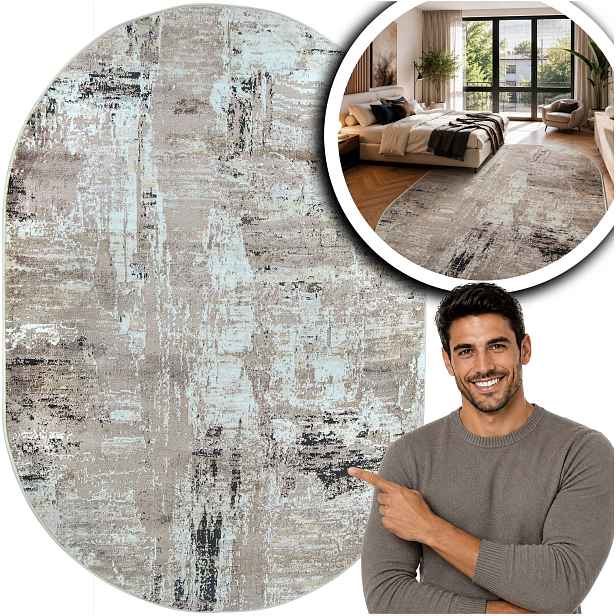 Oválný Koberec Do Obývacího Pokoje Laila 2498 Hnědý kobereček do ložnice Loft 120x170
