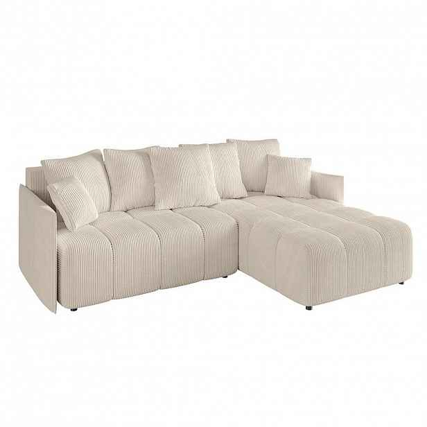 ALTDECOR ROHOVÁ SEDACÍ SOUPRAVA s otomanem vpravo LONLI-L 251x189x68, béžový manšestr