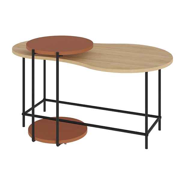 Konferenční stolky s deskou v dubovém dekoru v cihlovo-přírodní barvě v sadě 2 ks 65x103 cm Rosie – Marckeric
