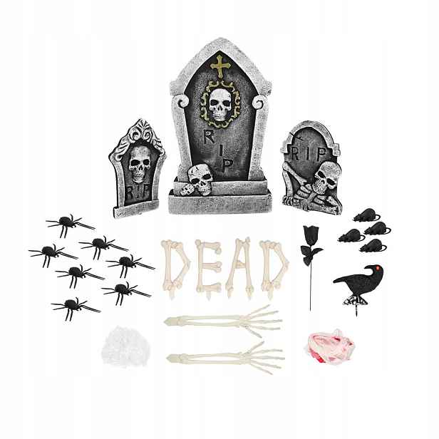 Sada dekorací na Halloween s náhrobkem