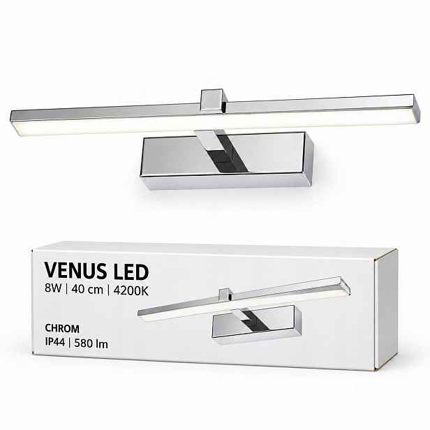 Venus Led 8W 40 cm chromové nástěnné svítidlo nad zrcadlo 4200K IP44 580lm koupelna