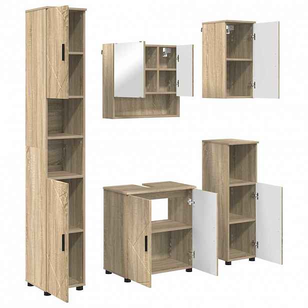 vidaXL Sada koupelnového nábytku 5 ks Dub sonoma 61 x 35 x 64 cm
