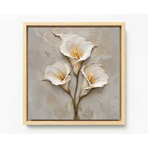 Obraz Rám American Box Olej Impasto Květiny Kalie Lilie Glamour 50x50