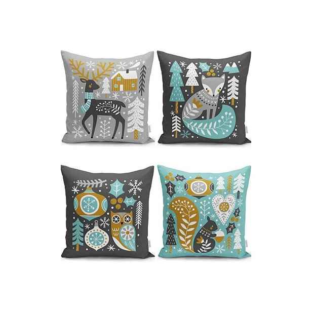 Povlaky na polštáře v sadě 4 ks s vánočním motivem 43x43 cm Merry Christmas – Mila Home