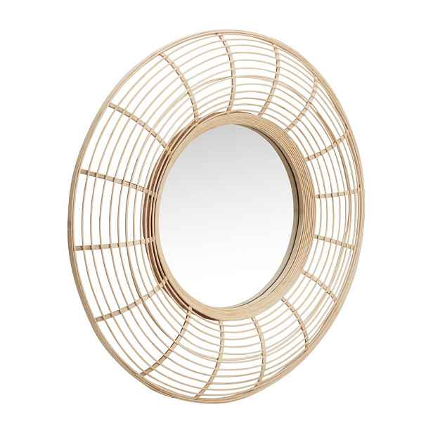 Nástěnné zrcadlo s bambusovým rámem ø 80 cm Charm – Hübsch