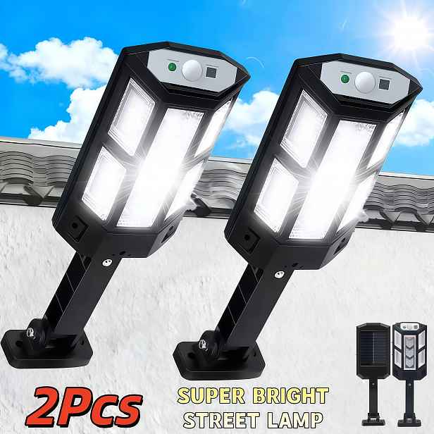 TEMU 2 balení Jasná solární venkovní světla s pohybovým senzorem LED pouliční lampa, 3 režimy solární krajinný reflektor, solární bezpečnostní