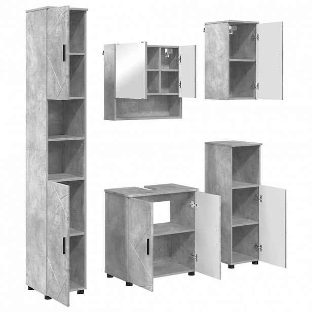 vidaXL Sada koupelnového nábytku 5 ks Betonově šedá 61 x 35 x 64 cm