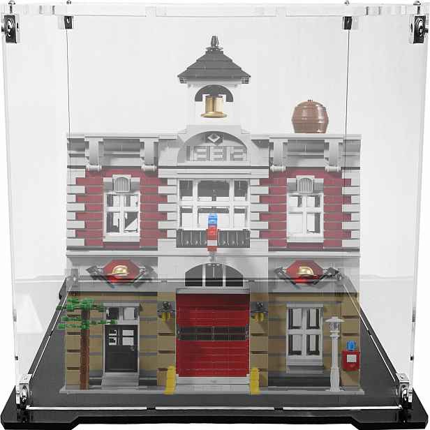 Vitrína s černou základnou pro Lego 10197 Creator Expert Hasičská stanice