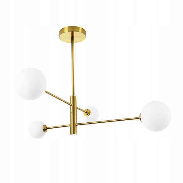 Závěsná lampa zlaté skleněné bílé koule, moderní, nastavitelná, Light Prestige