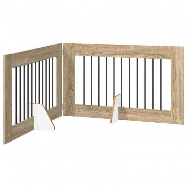 vidaXL Skládací psí brána se stojany 2 ks Dub sonoma 200,5 cm