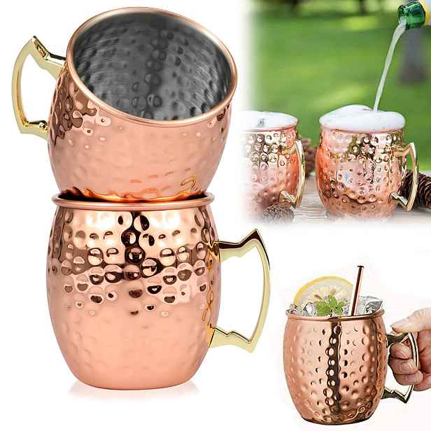 2 x lisovaný měděný hrnek 530 ml