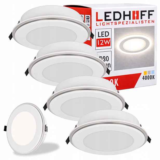 Stropní Led svítidlo 4x Lampa Kulaté Stropní Svítidlo 3 Režimy Svícení 12W Neutrální bílá