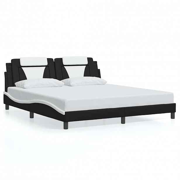 vidaXL Rám postele Viana bez matrace černý a bílý 180 x 200 cm umělá kůže