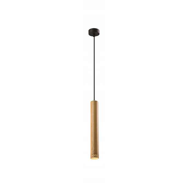Závěsná lampa tuba Tubo černá-dřevěná jednoduchá 90 cm GU10