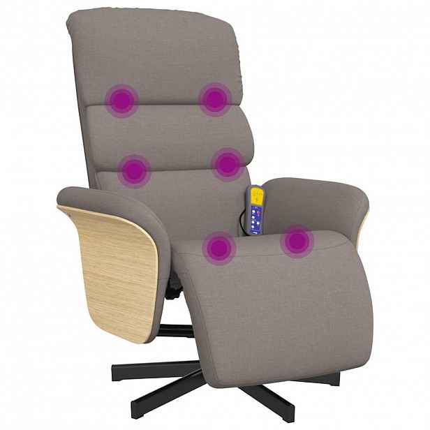 vidaXL Masážní polohovací křeslo s podnožkou taupe textil