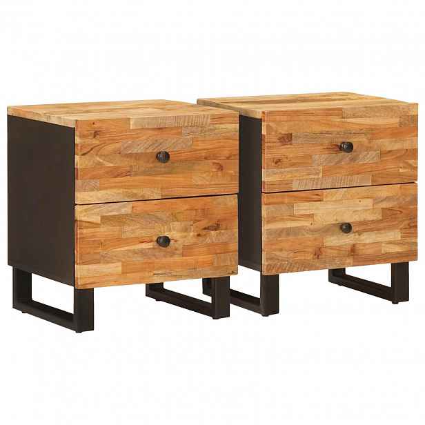 vidaXL Noční skříňka 2 ks Hnědá 40 x 33 x 46 cm Masivní mangové dřevo