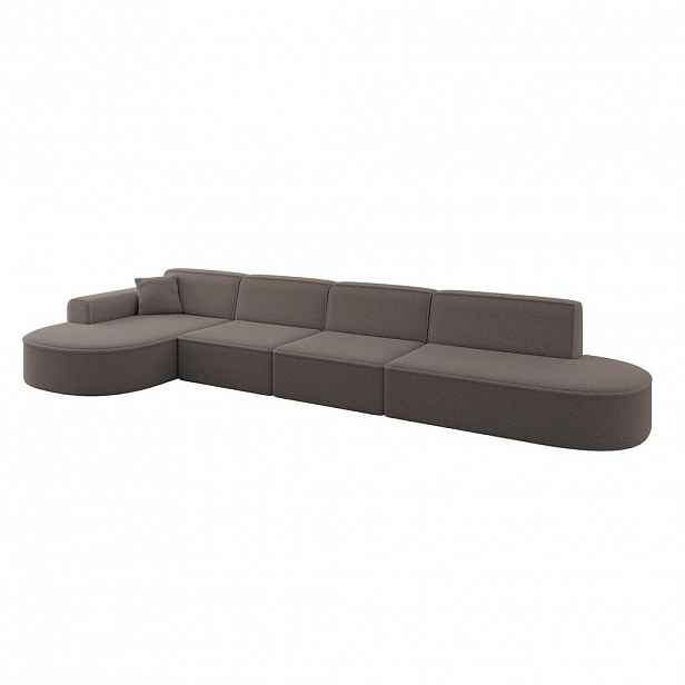 ALTDECOR ROHOVÁ SEDACÍ SOUPRAVA s otomanem vlevo MARI-L3 – 413 x 171 x 79 cm, hnědá buklé
