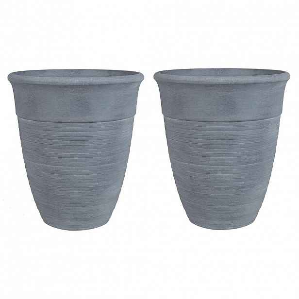 Beliani KVĚTINÁČ sada 2 ks šedý kulatý 43/43/49 cm Katalima