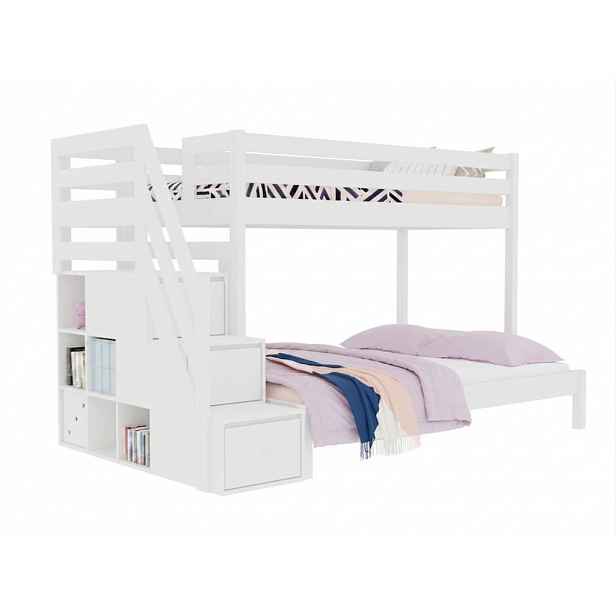 Benlemi Patrová postel ARARAT pro 3 osoby s úložnými schody Zvolte barvu: Bílá, Zvolte rozměr: 90x200 a 140x200 cm, Zvolte šuplík: Bez šuplíku