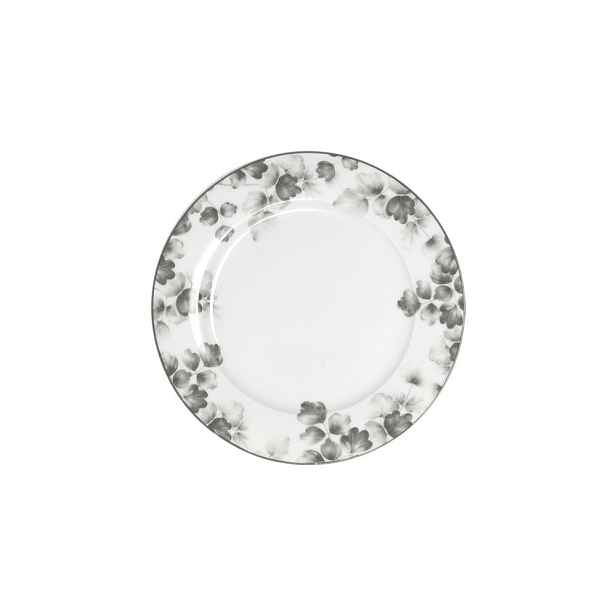Dezertní porcelánové talíře v bílé a světle šedé barvě v sadě 6 ks ø 19 cm Foliage gray – Villa Altachiara