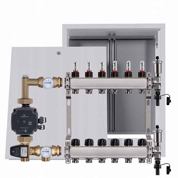 Nerezový rozdělovač pro podlahu 6, nástěnný box Pumpa Grundfos
