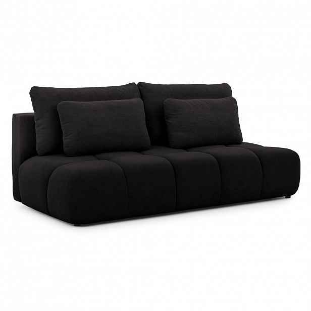 S-Style ROZKLÁDACÍ POHOVKA Belluno z kvalitní černé plyšové potahové látky s úložným prostorem a hlubokým prošíváním v designu Bubble.
