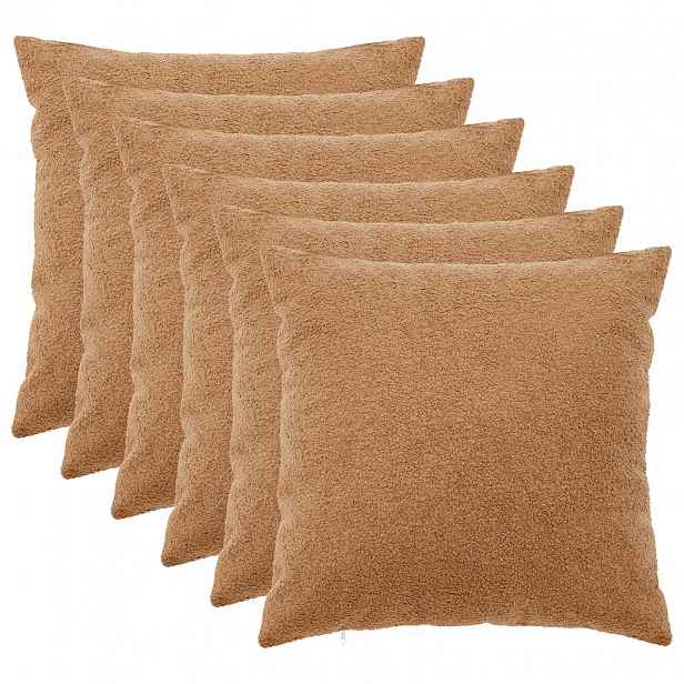 vidaXL Povlak na polštář 6 pcs HEERLEN Béžová 65 x 65 cm Bouclé