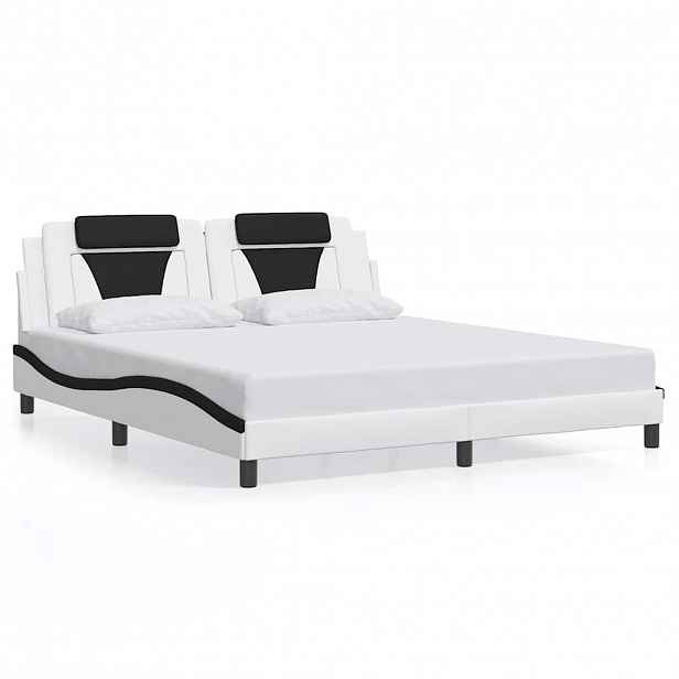 vidaXL Rám postele Viana bez matrace bílý a černý 180 x 200 cm umělá kůže