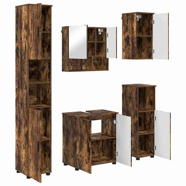 vidaXL Sada koupelnového nábytku 5 ks Kouřový dub 61 x 35 x 64 cm