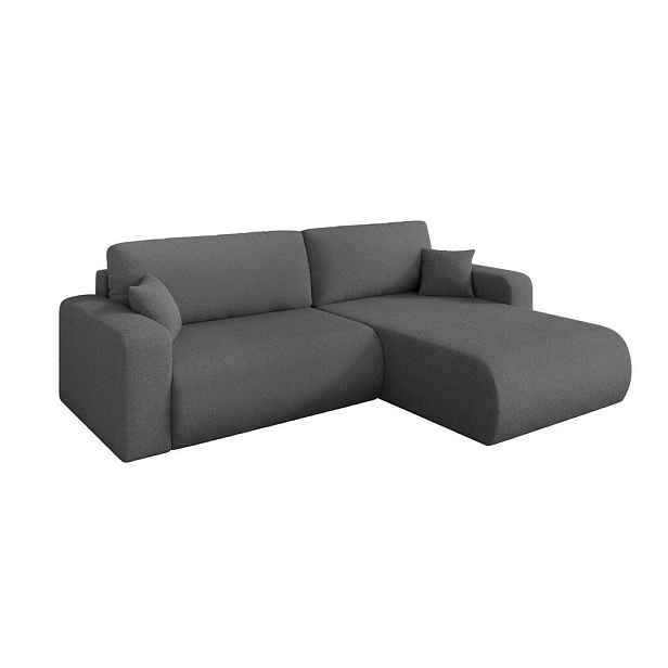 ALTDECOR ROHOVÁ SEDAČKA s funkcí spaní, otoman vpravo BERY-L 276x193x88 šedá bouclé