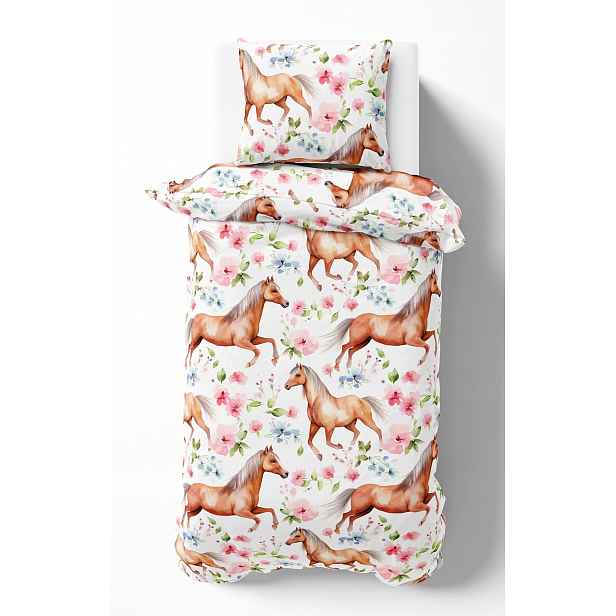 Sada povlečení 140 x 200 cm Koně bavlna