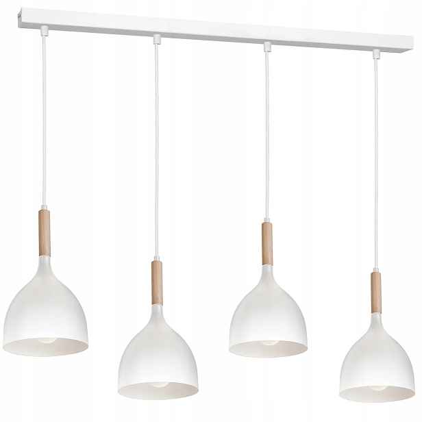 Závěsná lampa dřevěná bílá světlé dřevo nad stůl 4 body 98 cm Luminex