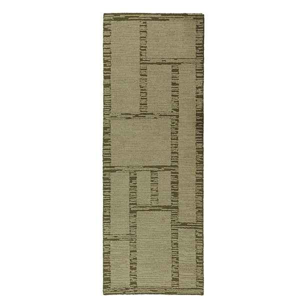 Zelený ručně tkaný vlněný běhoun 80x230 cm Harris Modula Wool – Flair Rugs
