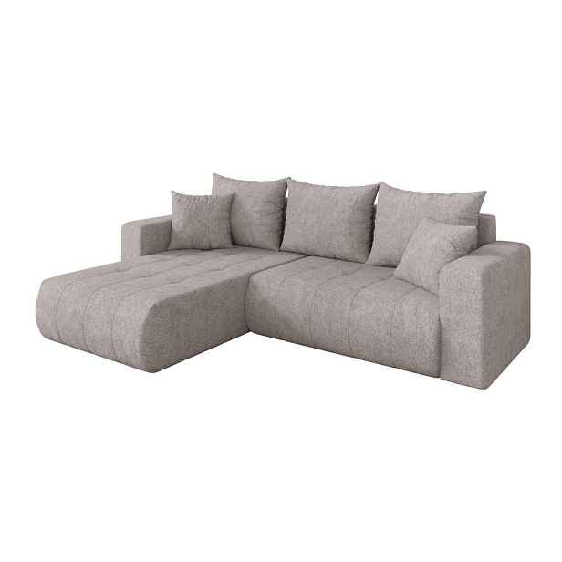 ALTDECOR ROHOVÁ SEDAČKA s funkcí spaní, otoman vlevo MILA-L 277x194x86 světle šedá velur