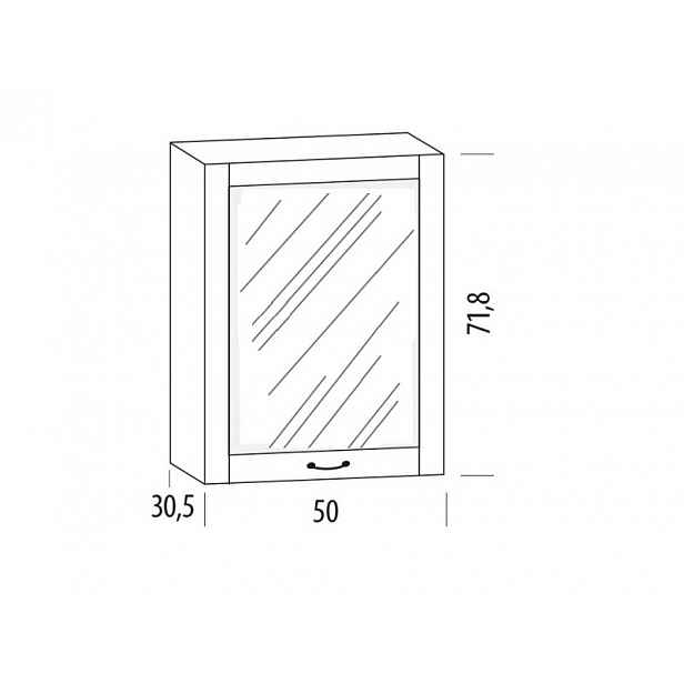 GISTOLA, horní skříňka prosklená 50BB, korpus bílý, dvířka bílé MDF
