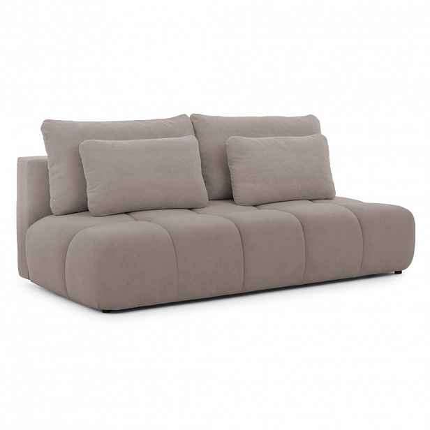 S-Style ROZKLÁDACÍ POHOVKA Belluno z kvalitní taupe plyšové potahové látky s úložným prostorem a hlubokým prošíváním v designu Bubble