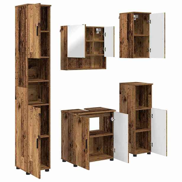 vidaXL Sada koupelnového nábytku 5 ks Staré dřevo 61 x 35 x 64 cm